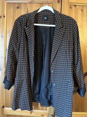 Patterned Black & Tan Women's Blazer Coat